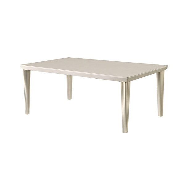 English Elm Elegant Rectangular Dining Table Antique White Finish with Fluted Legs, Expandable Leaf & Timeless Charm B016P355896