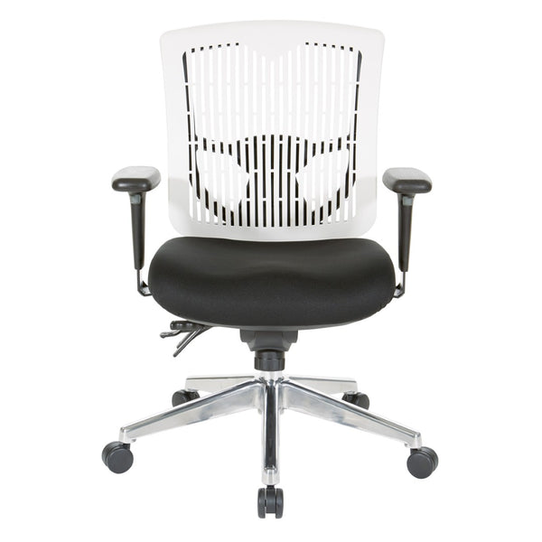 OSP Home Furnishings Contoured Plastic Back Manager Chair with Lumbar Support and Ergonomic Foam Seat 97898CWH-30