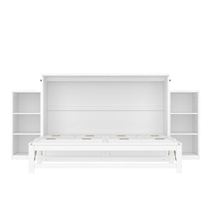 English Elm Queen Murphy Bed With Storage Drawers & Shelves - Space-Saving Design For Modern Guest Rooms W1580S00255-GIGA
