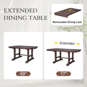 English Elm 6-piece Extendable Wood Dining Set with Linen Upholstered Chairs Bench Seats Eight Cherry N752S000097C