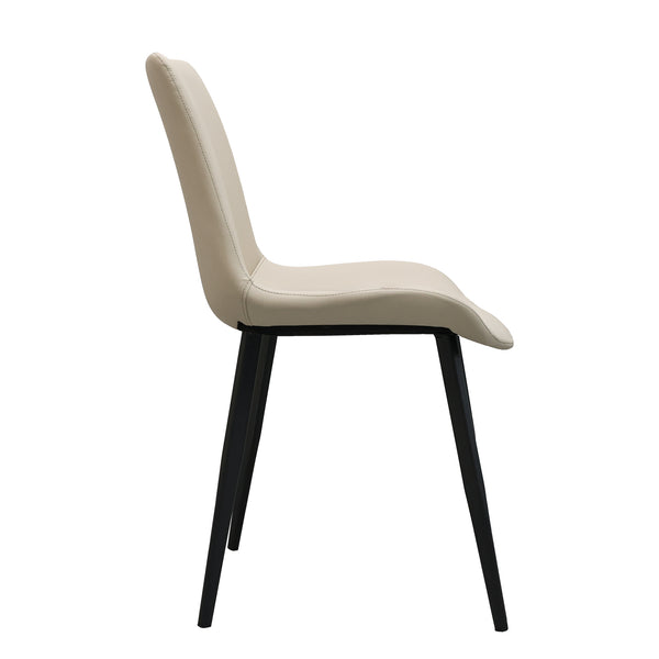 English Elm Beige Cotton Linen Armless Dining Chairs with Oak Legs Ergonomic Set of 2 Beige W5815P476403