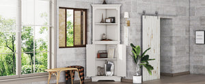 English Elm Tall Corner Cabinet White Mdf Open Shelves Closed Storage for Any Room W1580P414889