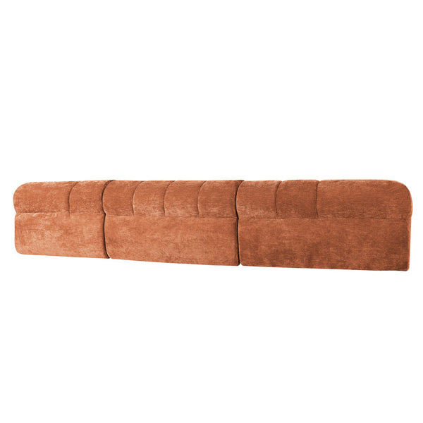 English Elm 122" Low Profile L-shaped Sectional with Chaise High Density Foam Modern Living Room Orange N767P408805G