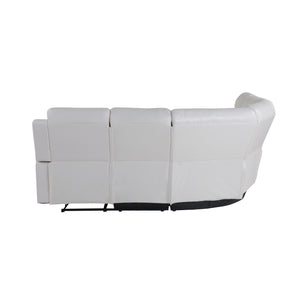 English Elm BLANCHE Plush Upholstered Left Arm Facing Sectional with Pillow-Top Arms, Manual Recline & Console Storage White 51.2 L x 33 W x 25.2 H B201S00381