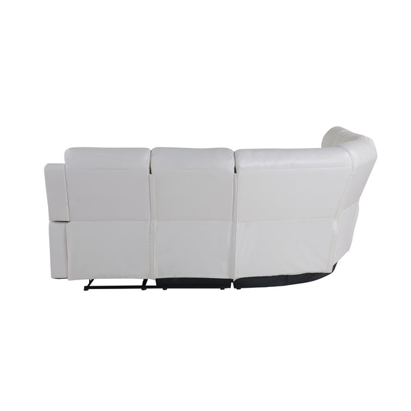 English Elm BLANCHE Plush Upholstered Left Arm Facing Sectional with Pillow-Top Arms, Manual Recline & Console Storage White 51.2 L x 33 W x 25.2 H B201S00381