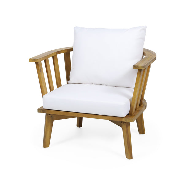 English Elm Christopher Knight Home® - Set of 2 Acacia Wood Outdoor Club Chairs with Waterproof Cushions, Deep Seating, 400lb Capacity 64851.00WHI-2