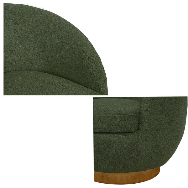 JLA Home INK+IVY - Shearling Barrel-Back Swivel Chair with 360° Wood Base — Plush Sherpa Upholstery, Mid-Century Flair Green II103-0579
