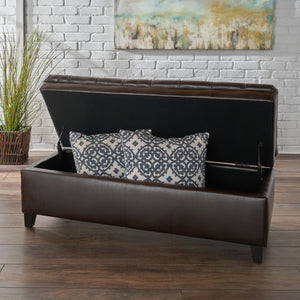 English Elm Christopher Knight Home® - Juliana Storage Ottoman - Elegant Tufted Faux Leather Bench With Hidden Storage For Your Home 57741.00BRN