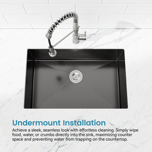 English Elm Stainless Handmade Matte Black Undermount Kitchen Sink 304 Grade Deep Single Bowl T3177P286045