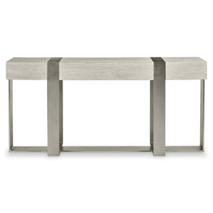 Bernhardt Bernhardt Tempo Console Table In Wire-Brushed Oak With Sandblasted Satin Nickel Bands, 68"W Slim Profile 346916