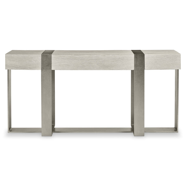 Bernhardt Bernhardt Tempo Console Table In Wire-Brushed Oak With Sandblasted Satin Nickel Bands, 68"W Slim Profile 346916