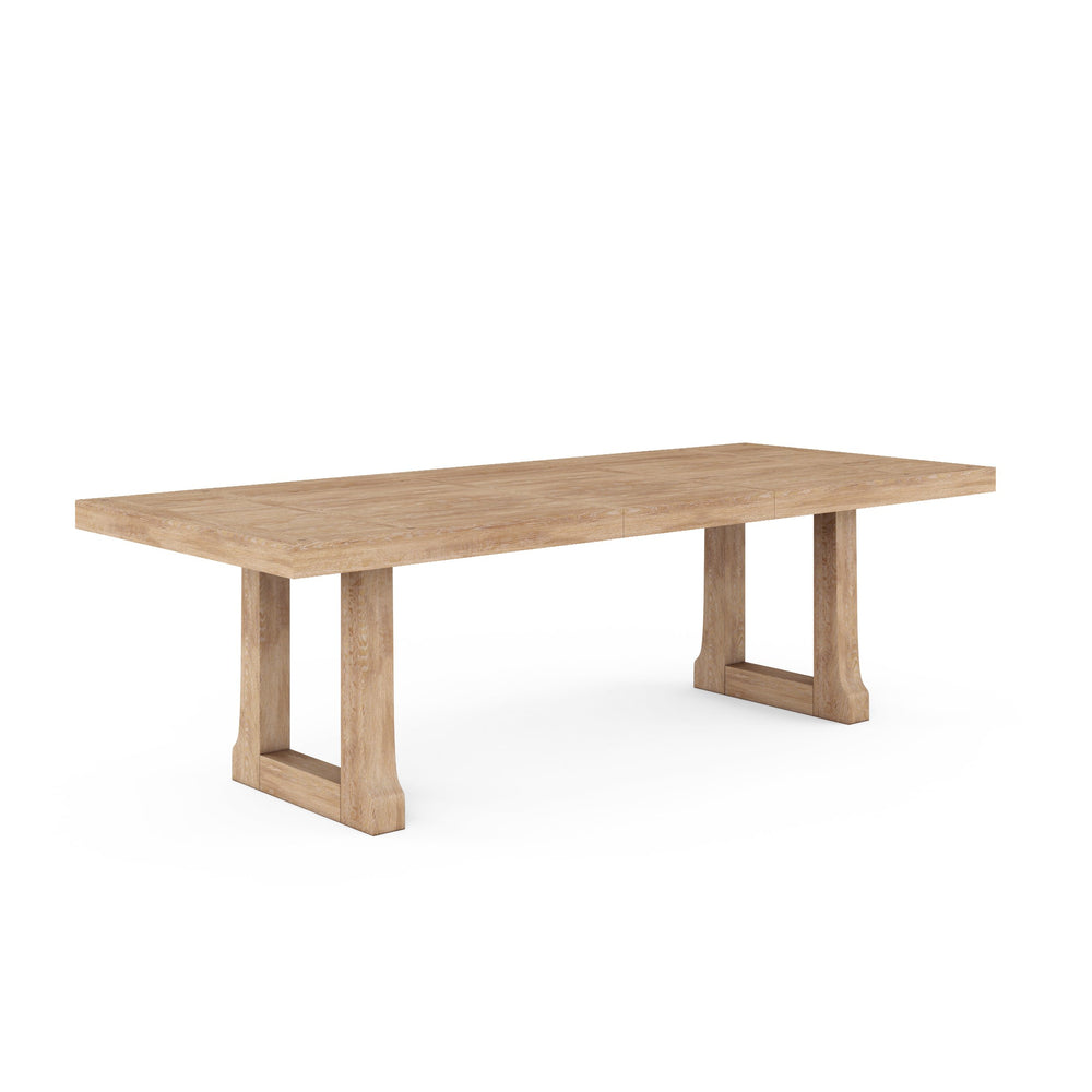 A.R.T. Furniture Post Trestle Dining Table - Extendable 78" To 100" With Leaf, Comfortably Seats 8, Cracked Almond Finish Light Brown Ash & Pine Solid,Plank,Effect Flakey Oak And Birch Veneer 288238-2355
