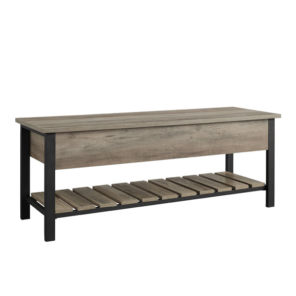 48" Open-Top Storage Bench with Shoe Shelf - Gray Wash B48PCSBGW Walker Edison