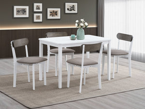 English Elm Fidelity 5Pc White & Gray Dining Set with Rectangular Fixed Table, Two-Tone Chairs, Durable MDF Finish B2726P408896