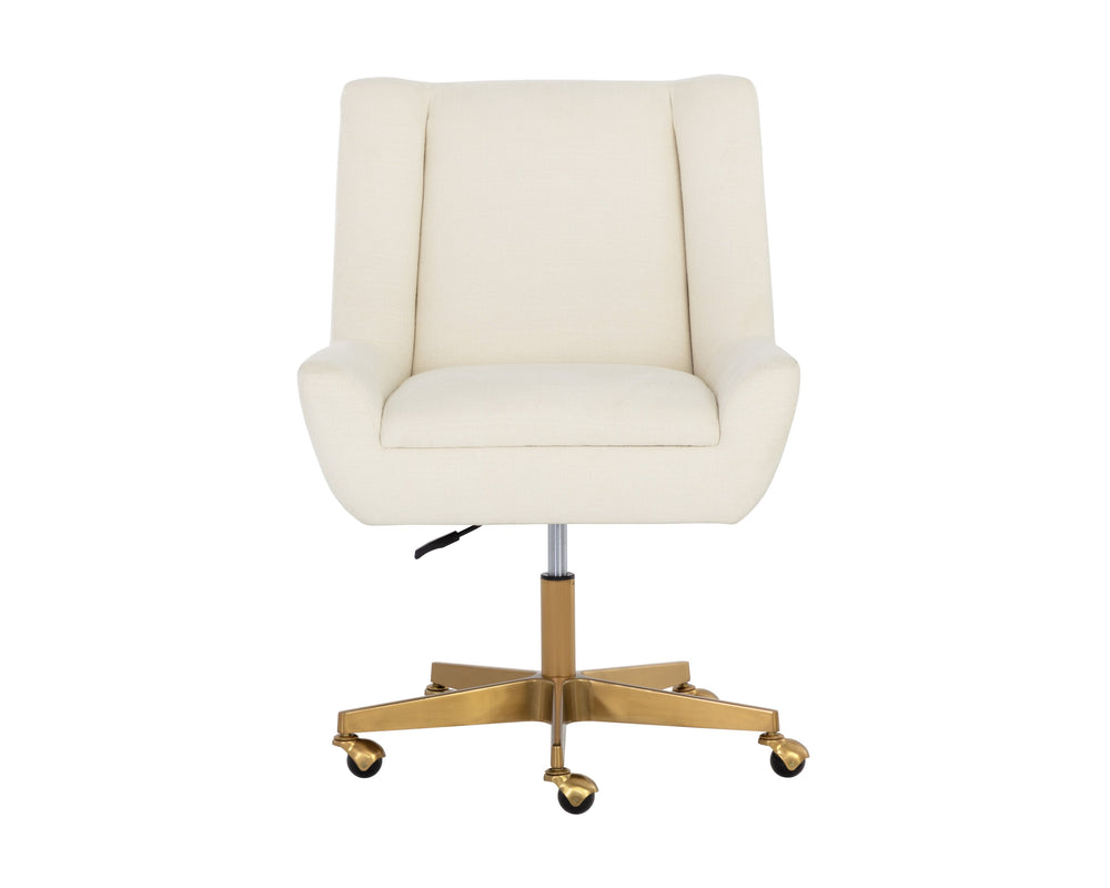 Sunpan Mirian Office Chair - Modern Glamour in Zenith Alabaster with Matte Gold Base for Ultimate Comfort