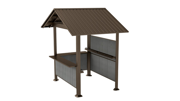 English Elm 9.4x6.2 Ft Hardtop Grill Gazebo Galvanized Steel Gable Roof with Shelves Patio Backyard Brown W1859S00209