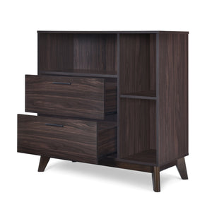 English Elm Christopher Knight Home® - CABINET mid-century modern faux wood storage console with splayed legs, drawers & cubby shelves Wenge 67351.00WENG