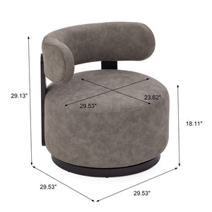 English Elm Wooden Base Barrel Swivel Club Chair Pu Leather Lounge Seat with 360 Degree Rotation N776P422651G