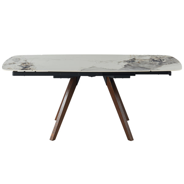 English Elm Retractable Sintered Stone Extendable Dining Table Seats 8 Modern Minimalist Base W5630P456161