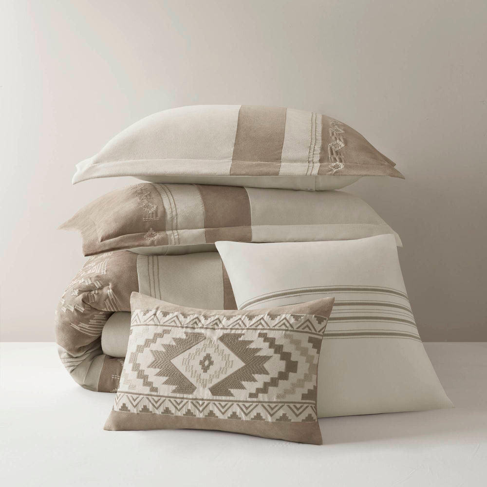 JLA Home Woolrich - Comforter with Native-Inspired Embroidery, Soft Microsuede 5-Piece Set for All-Season Comfort and Style 94 L x 90 W x 1H WR10-4108
