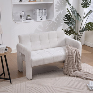 English Elm Nordic Ergonomic Double Armchair Upholstered Chenille Two-Seater Sofa 550lb Capacity Compact Lounge Chair Beige W395P380531