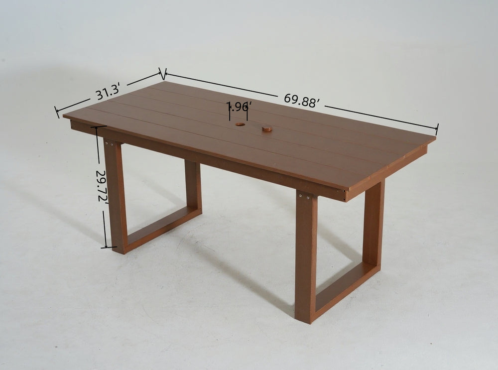 English Elm 7-Piece Hdpe Outdoor Dining Set For 6 – Weather-Resistant Patio Furniture With Umbrella Hole & Comfort W3566S00011