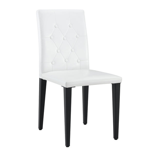 English Elm 4-piece Brown Suede Dining Chair Set with Tufted Back and Walnut Metal Legs White+Black W1151P361173