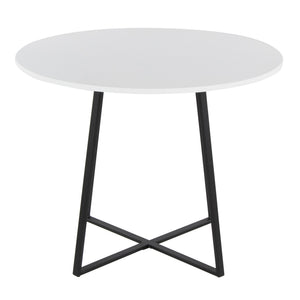 English Elm Cosmo Contemporary Round Dining Table: Stylish Black Metal Base & White Mdf Top For Modern Homes B202S01117