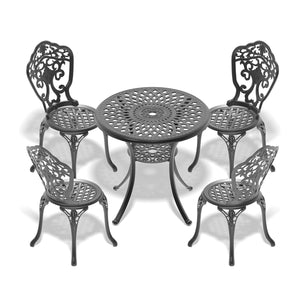 English Elm 5-Piece All-Weather Cast Aluminum Dining Set With Black Frame - Perfect For Patios & Gardens! W1710S00210