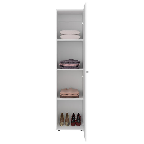 English Elm Deftones Tall Narrow Wenge Cabinet Four Shelves Slim Floor to Ceiling Bedroom Storage B128P485416