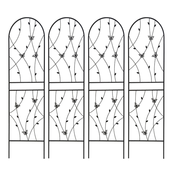 English Elm 4 Pack Powder-coated Metal Garden Trellis Panels Rustproof Climbing Plant Support Outdoor W1586P268059