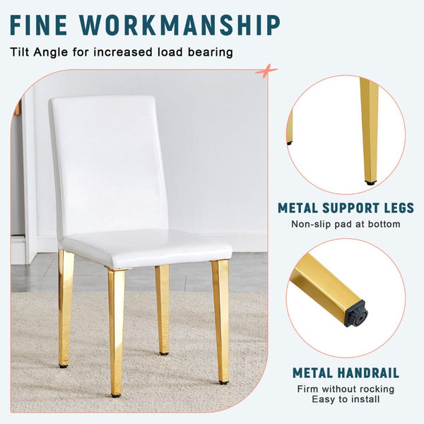 English Elm Set Of 4 Elegant White Pu Leather Chairs With Gold Legs – Chic, Durable, And Perfect For Modern Spaces! W3226P279073-GIGA