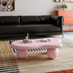 English Elm 40 Inch Cloud Shape Low Mdf Coffee Table with Ball Legs for Eclectic Living Rooms W1435S00018