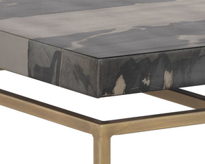 Sunpan Toreno Coffee Table - Handcrafted Antique Brass with Unique Patina Finish, Global Travel Inspired Design