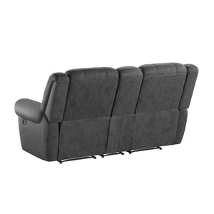 English Elm Wallace & Bay - Gray Reclining Console Loveseat in Slate Gray Fabric — Traditional Style, Easy-Care, Plush Seating for Living Rooms (79" Wide) B361P384421