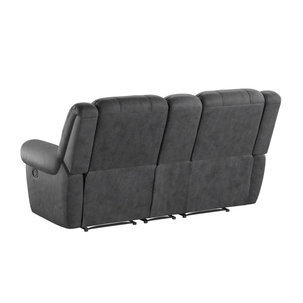 English Elm Wallace & Bay - Gray Reclining Console Loveseat in Slate Gray Fabric — Traditional Style, Easy-Care, Plush Seating for Living Rooms (79" Wide) B361P384421