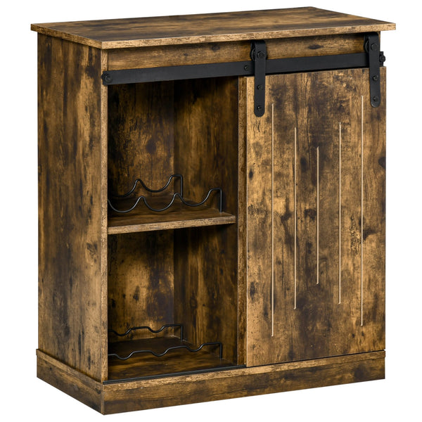 English Elm Homcom Industrial Wine Cabinet With Sliding Barn Door, 6-Bottle Rack & Versatile Storage Design W2225P217406