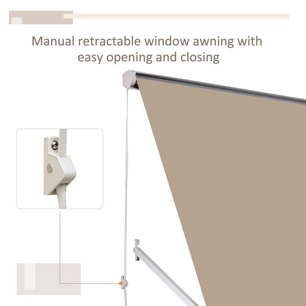 English Elm Window Retractable Awning Uv Resistant Aluminum Arm Shade for Patio Balcony Outdoor T3971P382925