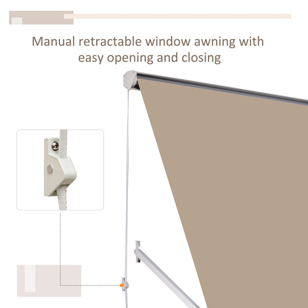 English Elm Window Retractable Awning Uv Resistant Aluminum Arm Shade for Patio Balcony Outdoor T3971P382925
