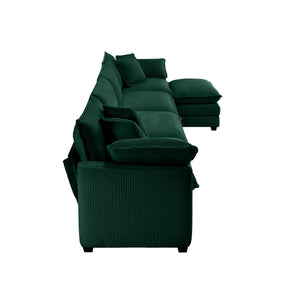 English Elm Corduroy 4-Seater Sofa With Footstool - Stylish Upholstered Comfort For Living Rooms & Offices W714S00821