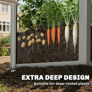 English Elm Balcony Raised Garden Planter Galvanized Steel Elevated Herb Bed for Patio Outdoor Use Gray T3971P481344