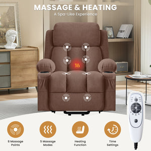 English Elm Power Lift Fabric Recliner with Heat Massage Usb Port and Remote for Seniors W1521P458854