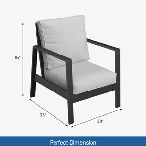 English Elm Set of 2 Outdoor Aluminum Patio Armchairs Rust Proof Frame with Plush Foam Cushions Black+ Gray B082P454983