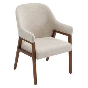 English Elm Modern Rubberwood Dining Chair Set Sculptural Curved Back Upholstered Seat Walnut Frame N768P391131B