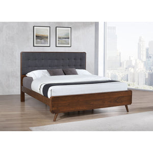 English Elm Carson Dark Walnut Eastern King Platform Bed - Mid-Century Modern Design With Plush Tufted Headboard B062S00693