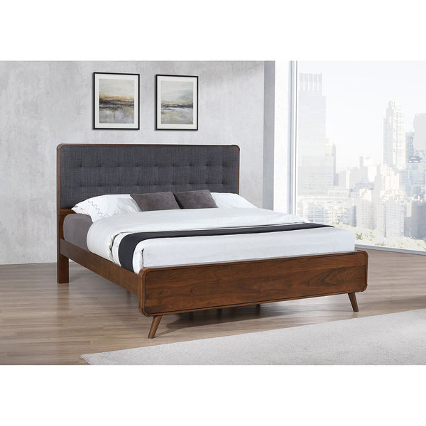 English Elm Carson Dark Walnut Eastern King Platform Bed - Mid-Century Modern Design With Plush Tufted Headboard B062S00693