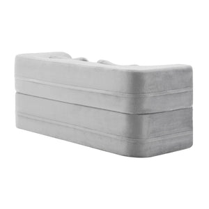 English Elm Queen Plush Floor Sofa Futon with 4 Pillows — Modern Foam Folding Couch Mattress for Living Room Guest Bedroom LIGHT GREY W3612P336072