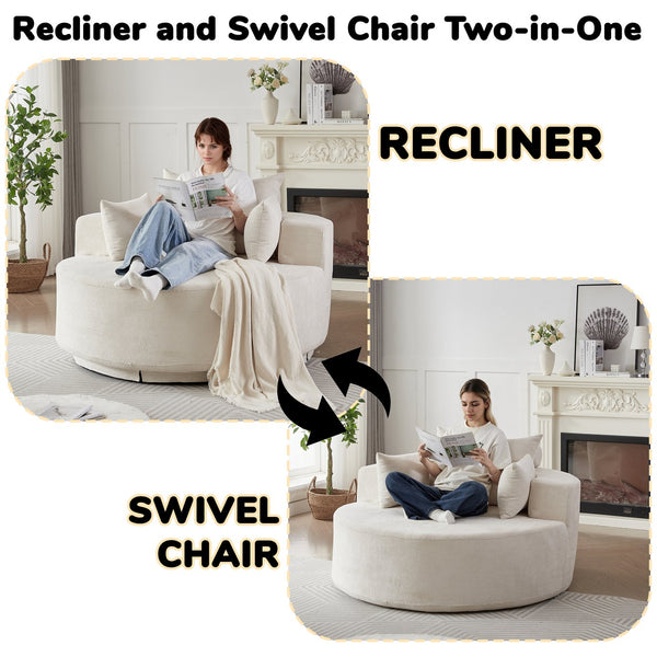 English Elm 55''l 55'l Chenille Foam Swivel Lounge Chair Plush 360 Rotation Modern Seating for Any Room W834S00592