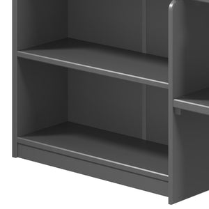 English Elm Grey Twin Loft Bed With Storage Drawers & Bookshelf - Space-Saving Design For Kids' Rooms! B062S00470