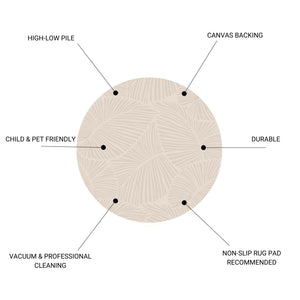 English Elm CURVE Beige Round Rug 41" x 41" - Jaquard Woven High-Low Polyester, Durable Kid & Pet Friendly Decor B186P261389